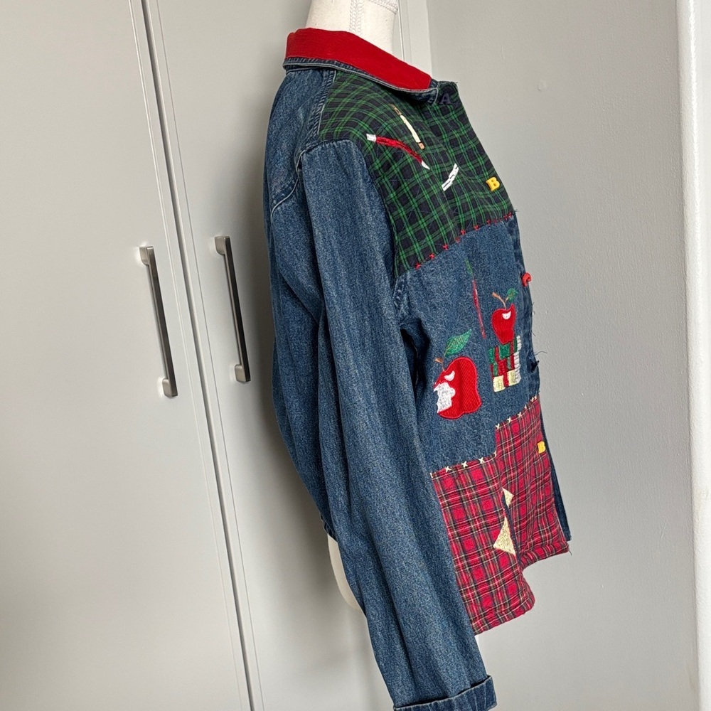 Vintage Patchwork Denim Back to School Keren Hart Jacket - Picture 4 of 15